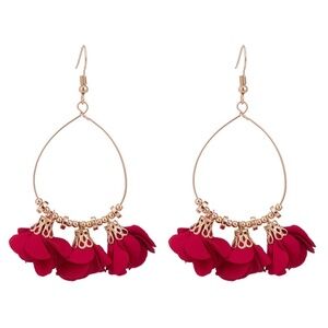 *KENYATTA* Red Hanging Flower Fashion Earrings